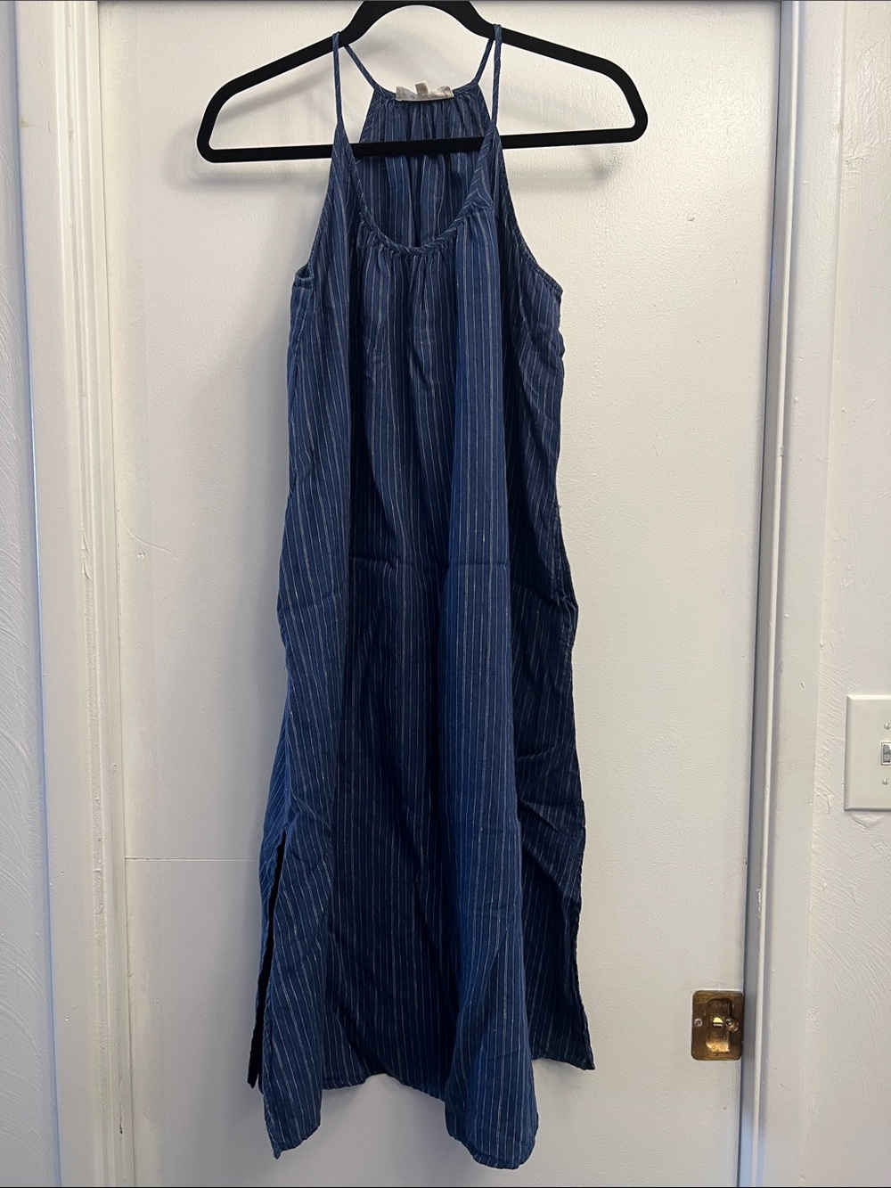 Lou and Grey for Loft Blue Pinstripe Halter Sundress Size XS